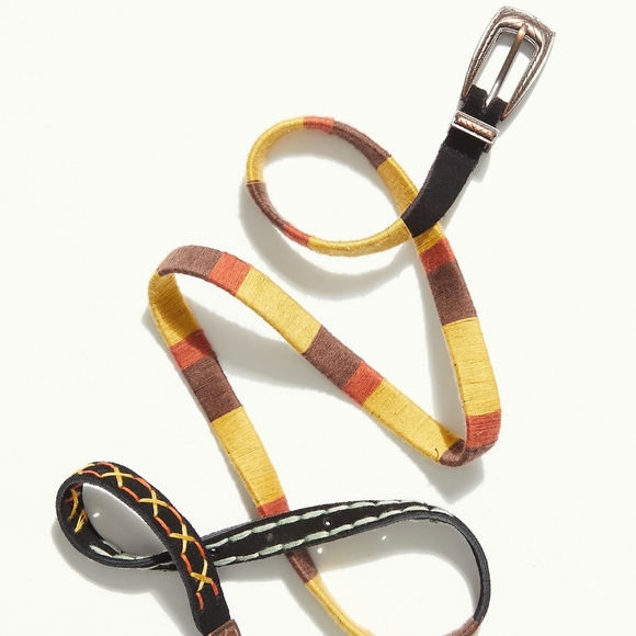 NEW Free People Warm Combo Phoenix Wrapped Embroidered Leather Belt S/M - Picture 2 of 4